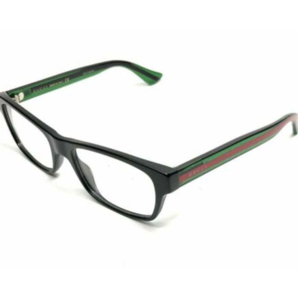 Gucci Men's Black and Green Eyeglasses!